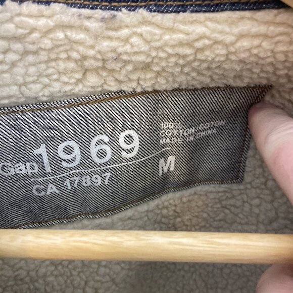 Gap 1969 Men M Sherpa Lined Jean Denim Jacket Blue EUC - Picture 4 of 8